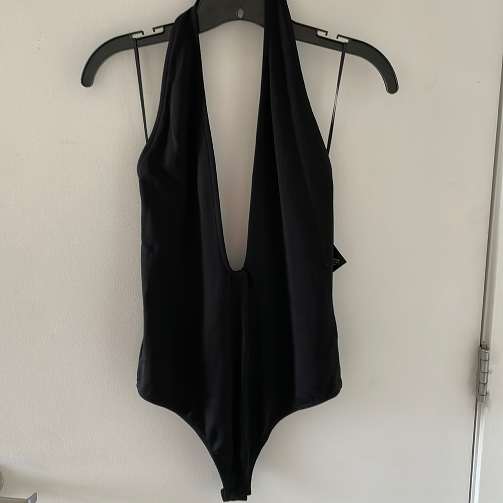 Nastygal black deep V bodysuit